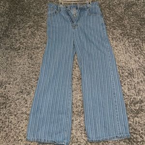 Striped wide leg jeans